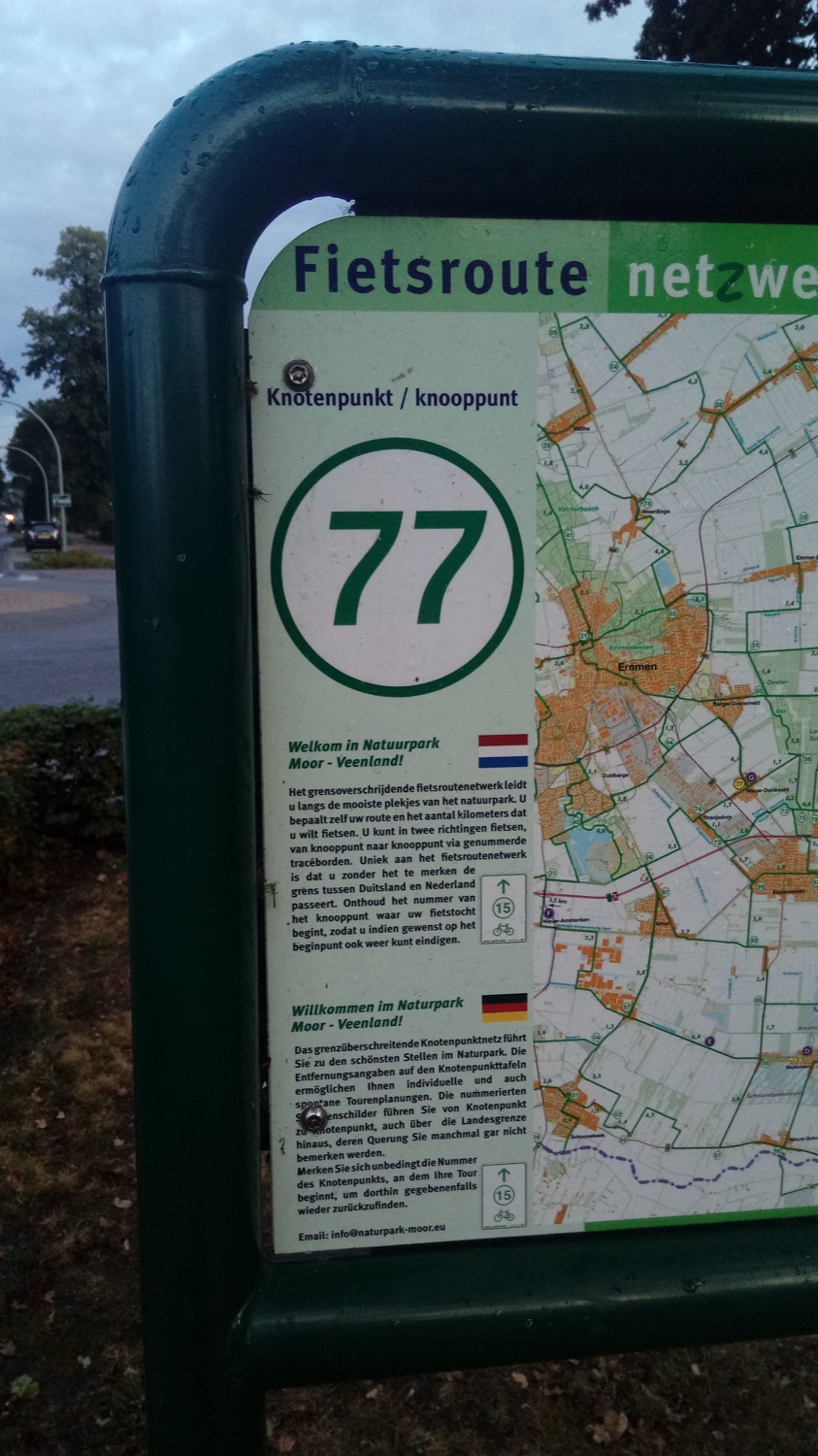 Knooppunt network board at the Dutch–German border